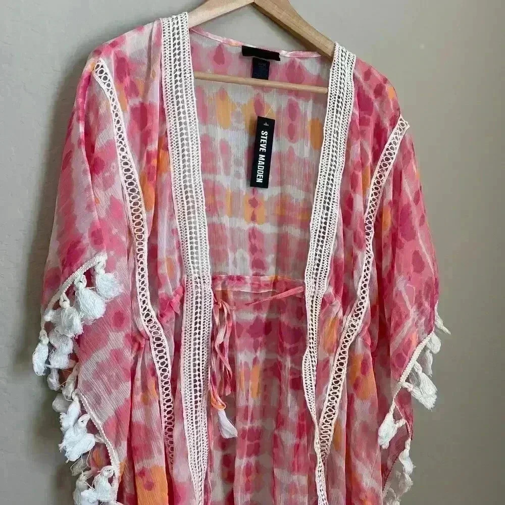 Steve Madden Tie Dye Eyelet Bathing Suit Coverup‎ - Picture 7 of 12